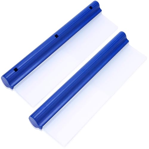 2 Pcs T Bar Car Squeegee for Window Cleaning, Silicone Car Squeegee for Drying Professional Flexible One Pass Water Blade Auto Water Blade Cleaning for Windshield, Glass, Bathroom, 12 Inch - color: 2pcs Blue