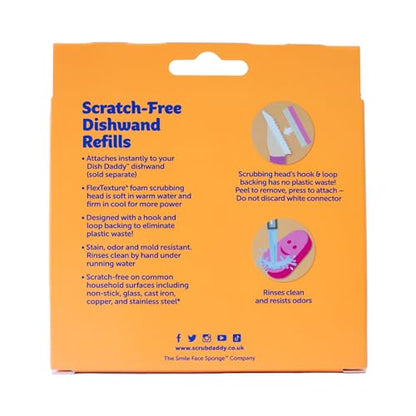 Scrub Daddy Dish Wand Scrubbing Brush Replacement Heads, Soap Dispensing Brushes, Texture Changing Washing Up Sponges, Detachable Dish Daddy Head Sponge Refills, Pink 2 Pack