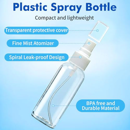 DNSEN 5 Pack 3.4 oz Travel Spray Bottles TSA Approved Fine Mist Travel Size Spray Bottle for Liquids Refillable Empty Clear Plastic Bottles with Labels