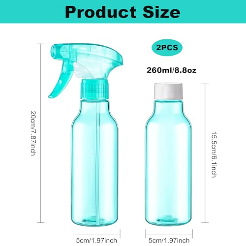 Cosywell Plastic Spray Bottles 8.8oz/260ml 2 Pack Refillable Container Empty Spray Bottle for Cleaning Mist/Stream Heavy Duty Water Spraying Bottle for Cooking Hair Care Essential Oils(Green) - color: C-Green