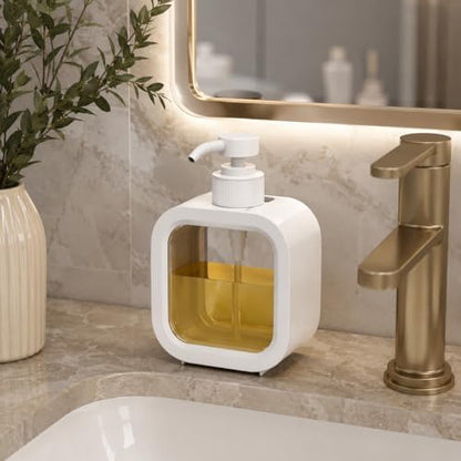 Manual Pump Dispenser Bottle 300ml, Decorative Refillable Soap Lotion Dispenser for Kitchen Bathroom Sink, Travel Portable Leak Proof Container for Dish Soap Shampoo