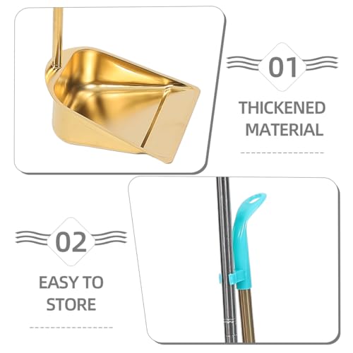 ABOOFAN Stainless Steel Broom and Standing Dustpan Set – Long Handle Sweep Tool with Golden Finish, Leak-Resistant Floor Cleaning for Kitchen, Office, Classroom, Home Use