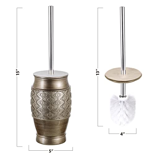 Creative Scents Dublin Silver Toilet Brush Set - Toilet Bowl Cleaner Brush and Holder - Decorative Bathroom Cleaner Brush - Space Saving Design Toilet Bowl Scrubber - color: Silver