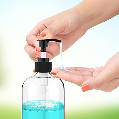 Empty Plastic Pump Bottles Dispenser（16.9 Oz, 2 Pack）, Portable Amber BPA-Free Travel Shampoo Lotion Pump Bottle Durable Refillable Containers for Massage Oil, Liquid Soap - size: 16.9 Oz, 2 Pack