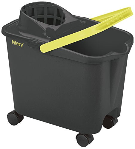 Mery | Mop Bucket | Swivel Wheels | Wide Drainer | Maximum Resistance | Grey | Capacity 14 litres - color: Grey,lime
