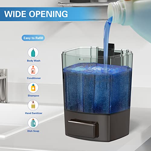 SVAVO Wall Mounted Soap Dispenser Kitchen Bathroom Manual Soap Dispenser Refillable Hand soap Dispenser for Liquid Contianers Shampoo Gel Chamber for Household Commerical 23.7oz (700ml) ABS - color: Dark Gun