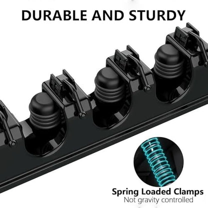 Broom Holder Wall Mount, Heavy Duty Mop Holder Wall Mount with Hooks & Slots, Garage Storage Wall Hanger for Shovel, Rake, Kitchen, Laundry & Shed