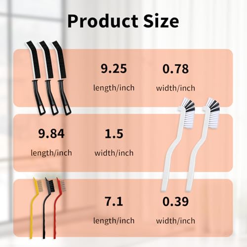 8PCS Crevice Cleaning Brush Set, Multi-Purpose Hard Bristle Brushes for Deep Cleaning Kitchen, Bathroom, Grout, Sink, Cup, Teapot, Bottle, Blender, Corners, Tight Spaces & More