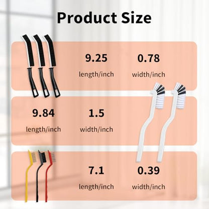 8PCS Crevice Cleaning Brush Set, Multi-Purpose Hard Bristle Brushes for Deep Cleaning Kitchen, Bathroom, Grout, Sink, Cup, Teapot, Bottle, Blender, Corners, Tight Spaces & More