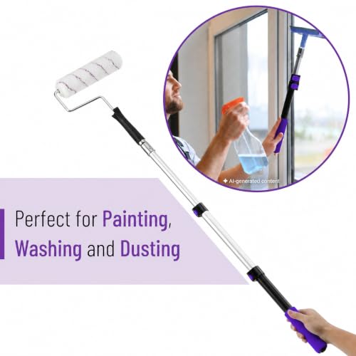 Bates- Telescopic Extension Pole, 3 Ft, Aluminum Alloy, Sturdy Multi-Purpose Extension Pole with Flip-Lock Design for Painting, Dusting and Cleaning - color: Black and Purple, size: 3 Ft, 1 Pack