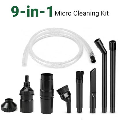 EZ SPARES Crevice Attachment Kit, Compatible with 1-1/4 Inch Vacuum,Micro Cleaning Tools for Keyboard, Crevice, Car, Vents & Tight Spaces, Woodworking,Pet Cleaning, with Storage Bag+Boost Suction