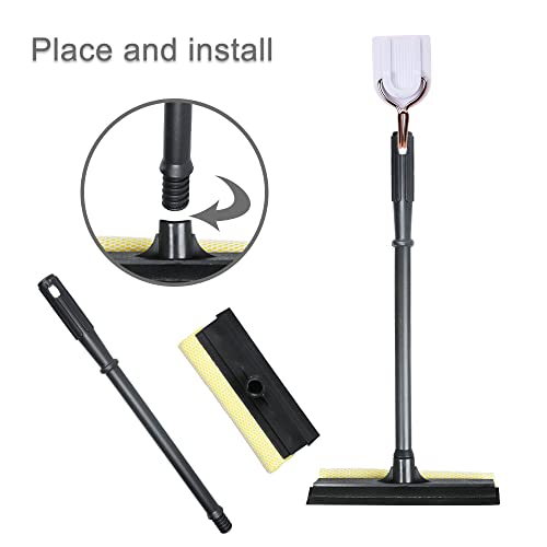 Window Squeegee Cleaning Tool 2 in 1 Window Cleaning Car Squeegee Windshield Cleaning Sponge and Rubber Squeegee,Yellow - color: Yellow