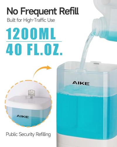 AIKE Wall Mount Foaming Soap Dispenser for Commercial Bathrooms,40 oz Large Capacity AK1007F,White - color: White
