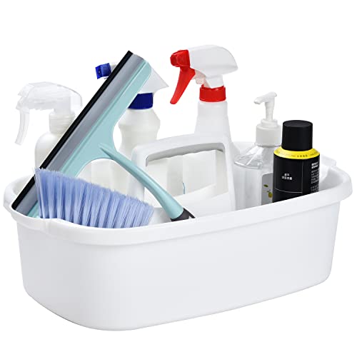 Haundry Large Cleaning Supplies Caddy with Handle, Plastic Storage Bucket Organizer for Cleaning Products, Shower Caddy Basket for Car, Dorm, Bathroom, Garden, Kitchen -White - color: White