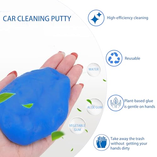 Car Cleaning Gel 2 Pack, Reusable Cleaning Putty for Car Interior Vent Keyboard Cup Holder, Auto Detailing Slime, Non-Sticky Car Cleaning Supplies Blue Yellow