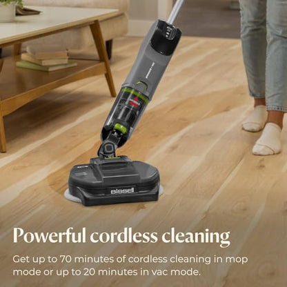 Bissell® SpinWave® + Vac Cordless, Hard Floor Spin Mop + Vacuum, Lay-Flat, Multi-Use Cleaning, Hard Floor Sanitize Formula Included - style: Cordless + Vac