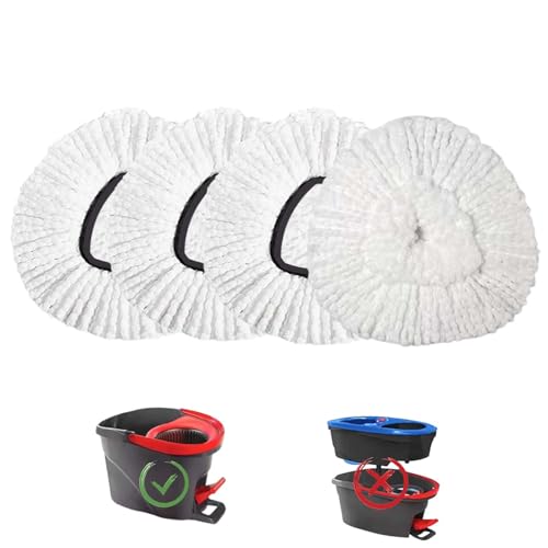 4 Pack Mop Replacement Heads for O-Ceda Mop Replace Head Spin Mop Heads Replacements, Microfiber Spin Mop Refills, Easy Cleaning Mop Head Machine Washable - color: #2 White