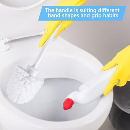 20 Pcs 14.2 Inch Toilet Brush Long Handle Toilet Bowl Brush Plastic Scrubber with Hook Hole White Soft Bristle Cleaner Handled for Bathroom Cleaning Supplies