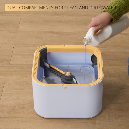 True & Tidy® TrueClean Mop and Bucket System Plus with New Easy Lift Inner Bucket, Self Wringing, Separates Clean from Dirty Water, Folding Mop Head, Dual Brush System, 4-pc Machine Washable Pads - size: Mop & Bucket w/ 4 Mop Pads
