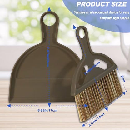 Mini Broom and Dustpan Set Hand Broom with Dustpan Portable Housekeeping Cleaning Tools for Desk,Counter,Sofa,Kitchen,Office,Nest (Coffee) - color: Coffee