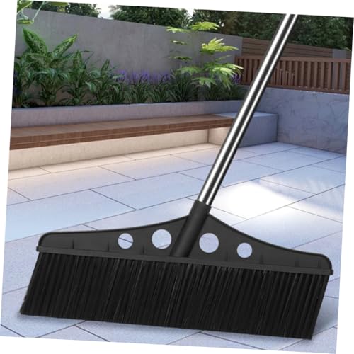 Healeved Wide Detachable Outdoor Push Broom for Garden Warehouse Cleaning Ergonomic Stainless Steel Handle Versatile for Concrete Decks Patios and Sweeping Tool