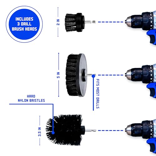 Diamond Shine 3-Pack Firm Drill Brush Attachment Set – Turns Drill Into Electric Power Scrubber for Brick, Fences, Cement, Decks, Metal & Grills