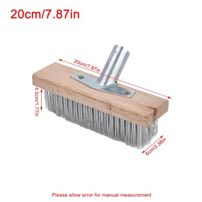Stainless Steel Wire Scrub Brush for Deck, Concrete, Patio Floor Cleaning, Heavy Duty Bristle Scrubber Broom for Moss Removal(20cm/7.87in) - size: 20cm/7.87in