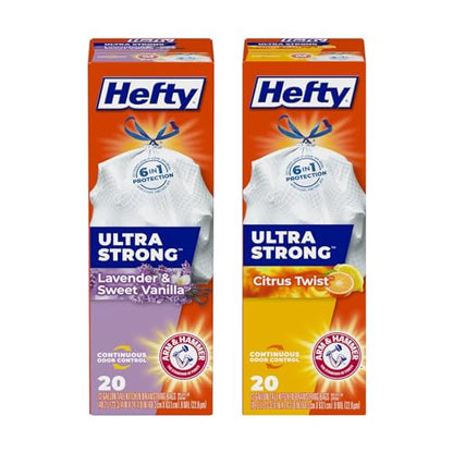 Hefty Ultra Strong Tall Kitchen Trash Bags, 13 Gallon Variety Pack (Citrus Twist & Lavender Sweet Vanilla), 20 CT Each - size: 40 Count (Pack of 1)