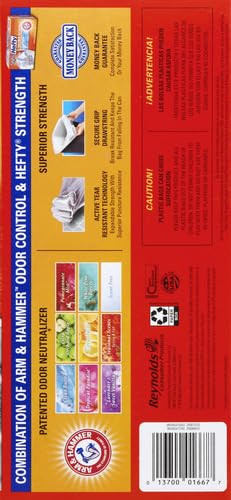 Hefty Ultra Strong 13 Gallon Trash Bags,Black Tall Kitchen Trash Bags 13 Gallon Size,Break Resistant Drawstring Enclosure,Continuous Odor Control,Blackout,Unscented,40-Bags,(Pack of 6) - size: 40 Count (Pack of 6)