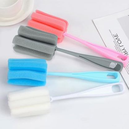 8PCS Bottle Brush Sponge Cup Brush with Straw Brushes Long Handle Cleaner Brush for Baby Bottle Glasswares Mugs Cups Kitchen Clean (4 Bottle Brushes + 4 Straw Brushes) - color: 4 Pcs + 4 Straw Brushes