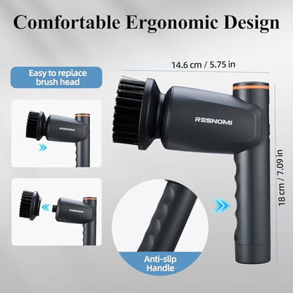 Electric Spin Scrubber,Cordless Shower Scrubber with LCD Display,Upgraded Motor 400/550RPM,2 Speeds Electric Scrubber with 6 Replaceable Heads,Handheld Cleaning Brush for Kitchen/Bathroom/Tile/Tub