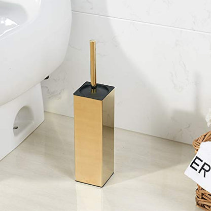 BGL Freestanding Solid Stianless Steel 304 Toilet Bowl Brush and Holder for Bathroom Storage and Organization - Space Saving, Sturdy, Deep Cleaning, Covered Brush (Gold) - color: Gold