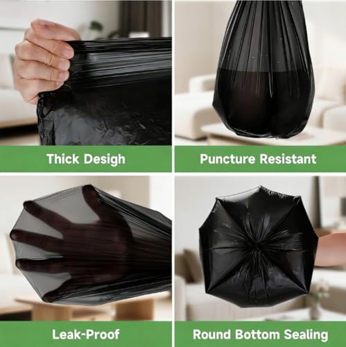 Compostable 4 Gallon Trash Bags - 100 Count Unscented Clear Black Small Kitchen Garbage Bag Strong Thick, Leakage-Free Perfect for Bathroom, Bedroom, and Office Waste Baskets - style: Bio-4Gal-Black100