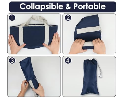 Foot Soaking Tub Collapsible Bucket with Handle 4.7 Gallon/18 L Portable Wash Bag for Fishing, Traveling, and Camping - Navy Blue