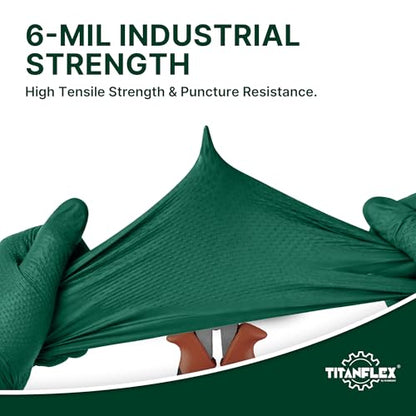 TitanFlex Heavy Duty Industrial Nitrile Gloves with Raised Diamond Texture, 6-mil, Latex Free (Dark Green/Yellow) - color: 03 Dark Green (1000ct), size: XX-Large