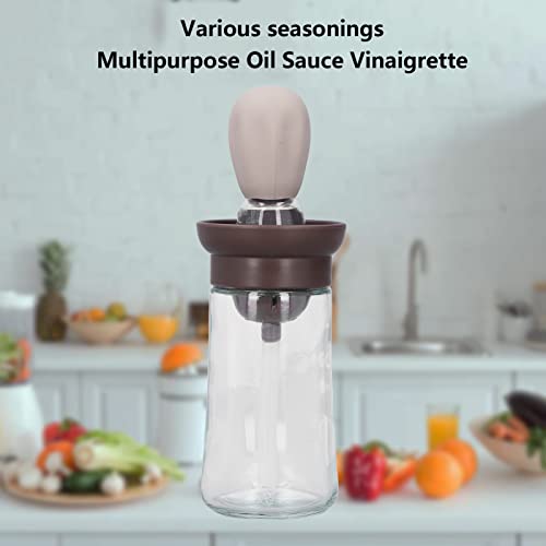 Srliya 2pcs Oil Container with Silicone Brush Oil Dispenser Bottle for Kitchen Grilling Baking Cooking (Coffee Color) - color: Coffee Color