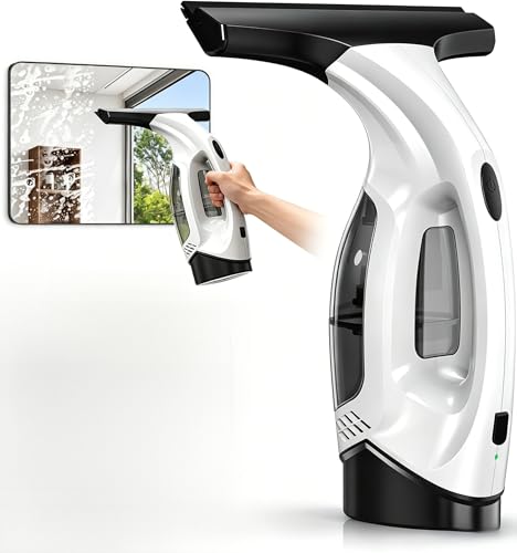 2200mAh Electric Window Cleaner Tool, Window Vacuum Squeegee Cordless, for Efficiently Spraying, Wiping and Vacuuming Windows, Mirrors, Shower Glass, Tiles (US Plug