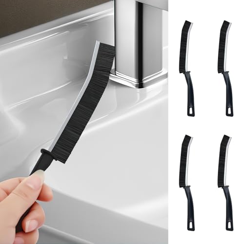 4 Pcs Crevice Cleaning Brush Narrow Gap Brush with Bristles for Home Use Cleaning Brush for Tight Spaces and Corners (Black) - color: Black-1