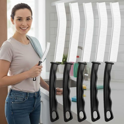 Crevice Cleaning Brushes for Deep Cleaning 5 Pack, Narrow Grout and Gap Scrub Brush Set for Shower, Tile, Sink, Kitchen, Toilet, Bathroom, Household Small Space Cleaning Tool White