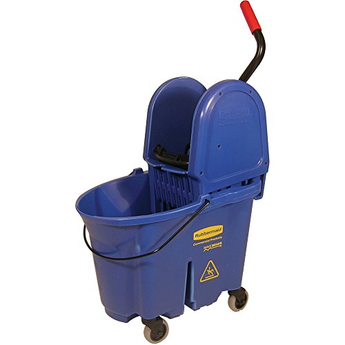 Rubbermaid Commercial WaveBrake 2.0 35 QT Down-Press Mop Bucket and Wringer, Blue, Heavy Duty Mopping/Cleaning for Professional/Janitorial Use - color: Blue
