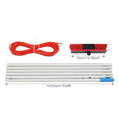 19.69 FT Solar Panel Cleaning Kit, Window Cleaning System, 20M Hose & BrushHead, Washing Equipment Window Cleaner Tool Water Fed Pole Kit for Roof Caravan Solar Panel - size: 6m/19.69ft