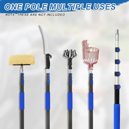18FT Reach Telescopic Extension Pole-3-12FT Multi-Purpose Extension Pole with Easy Flip Lock, Universal Twist-on Metal Tip, Lightweight Sturdy Aluminum Paint Roller Extension Pole for Window Cleaning - size: 12 Feet