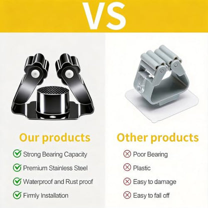 4 Pcs Broom Holder Wall Mount, Broom Hanger Mop Holder Rack Handle for Kitchen Laundry Garden Tool Organizer