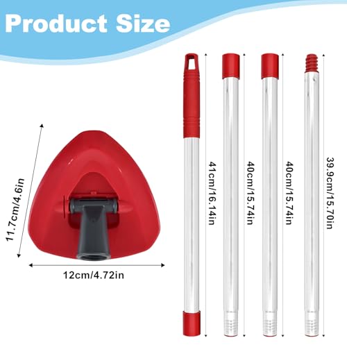 Spin Mop Handle & 2 Mop Base Replacement for O-Cedar RinseClean 2 Tank System, Adjustable 30-58" Telescopic Mop Stick Pole, Lightweight Durable Mop Handle Replacement Parts - color: 2pcs Set