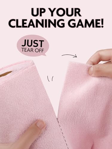 Fantasticlean Kitchen Towels - 80 Sheets - Reusable Washable Dishcloth Rolls, Super Absorbent, Premium Microfiber Cleaning Cloths, 10'' by 10'' (Pink,Grayish,Beige,Tan) - color: Pink,grayish,beige,tan