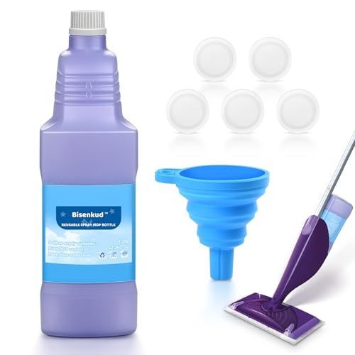 Bisenkud Leak-Proof Refillable Bottle for Swiffer® Wet Jet™ Mop | 1250mL, 42.3 fl oz, Empty HDPE Solution Bottle, Leak-Proof Cap, Reusable Floor Cleaning Bottle, Not for PowerMop