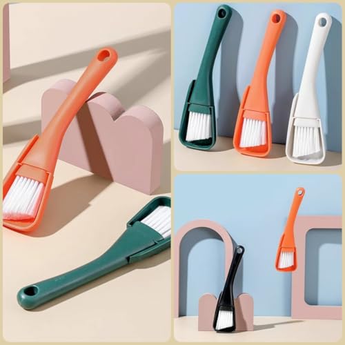 2PCs Window Track & Crevice Cleaning Brushes with Built-in Dustpan - Floor/Window Slot/Keyboard/Door Crevice Brush Set, Household Cleaning Tool Set(White+Green) - color: White+green