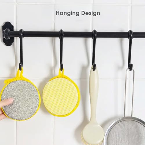 5pcs Double-Sided Dishwashing Sponges – Non-Scratch Pan & Pot Cleaning Tools – Durable Household Kitchen Scrubbers for Tableware - Yellow