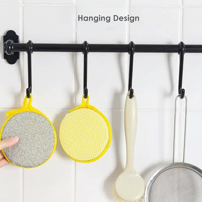 5pcs Double-Sided Dishwashing Sponges – Non-Scratch Pan & Pot Cleaning Tools – Durable Household Kitchen Scrubbers for Tableware - Yellow
