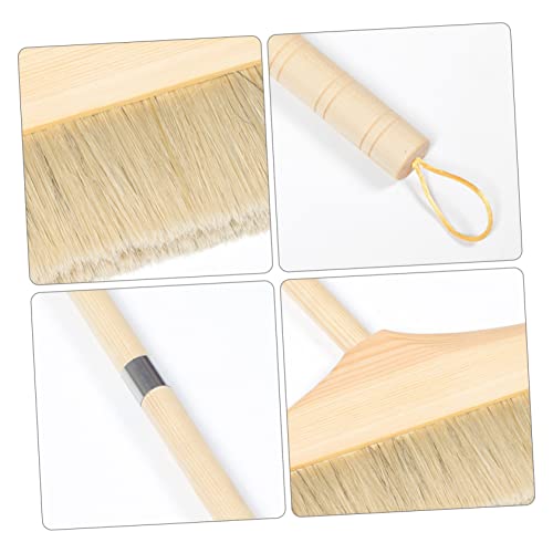 SOLUSTRE Broom Soft Bristle Detachable Broom for Easy Storage Long Handle Floor Cleaning White Hair Bristles - color: Khaki